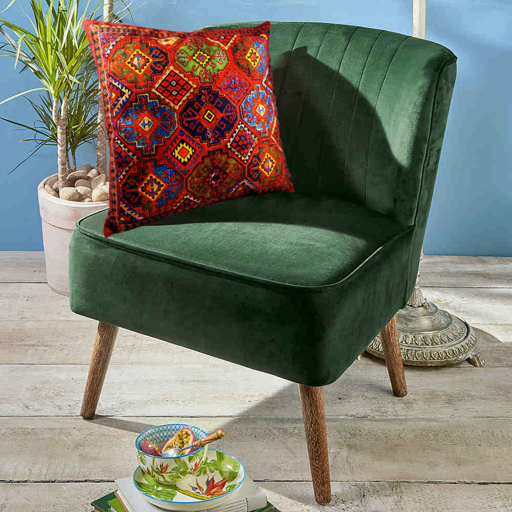 Roter persischer Samt Kissenbezug – Ghashghaei Design (Set von 2)