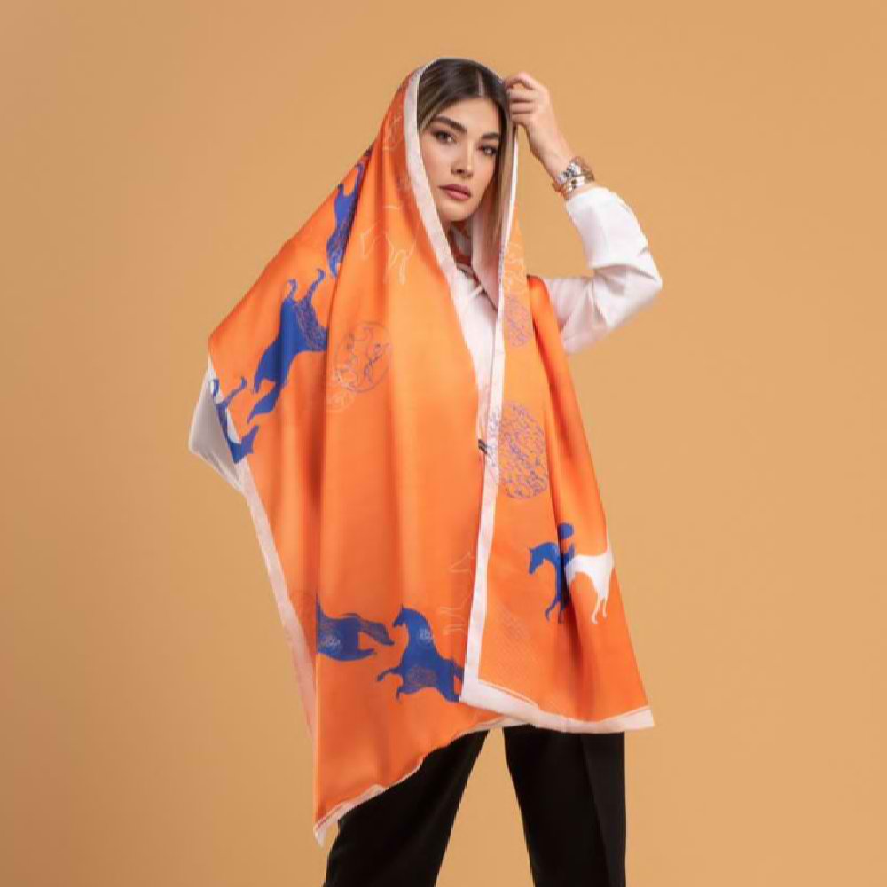 Persischer Bedruckter Seidenschal Beidseitig Künstlerische Kalligraphie Rumi Gedicht