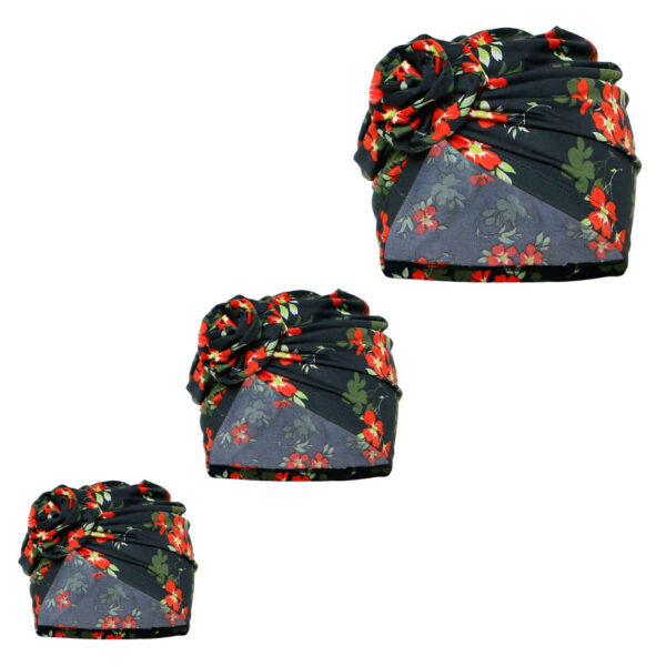 Set aus 3 Kopftuch-Turban Modell Blumen