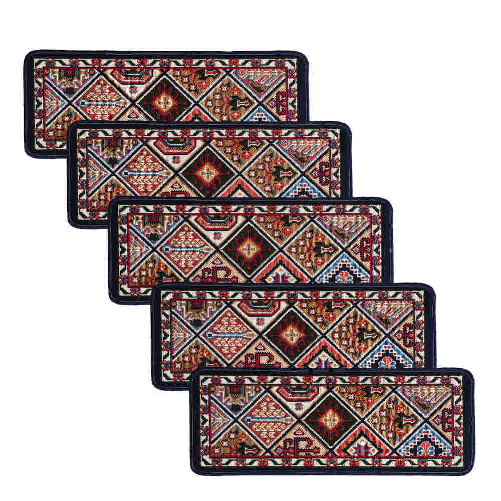 Set aus 5 Indoor-Teppichmatten für die Wohnkultur – Rutschfest, persisch inspiriert, Zarin