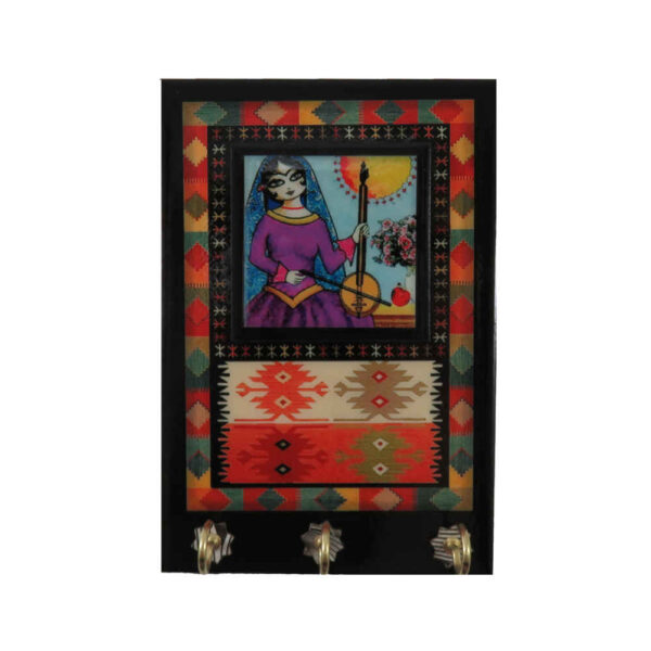 Handgefertigter persischer Holz-Wand-Schlüsselhalter im traditionellen Asil-Stil