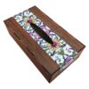 Rustikale Holz-Taschentuchbox – Blumen-Design