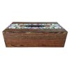 Rustikale Holz-Taschentuchbox – Blumen-Design