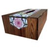 Rustikale Holz-Taschentuchbox – Blumen-Design