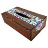 Rustikale Holz-Taschentuchbox – Blumen-Design