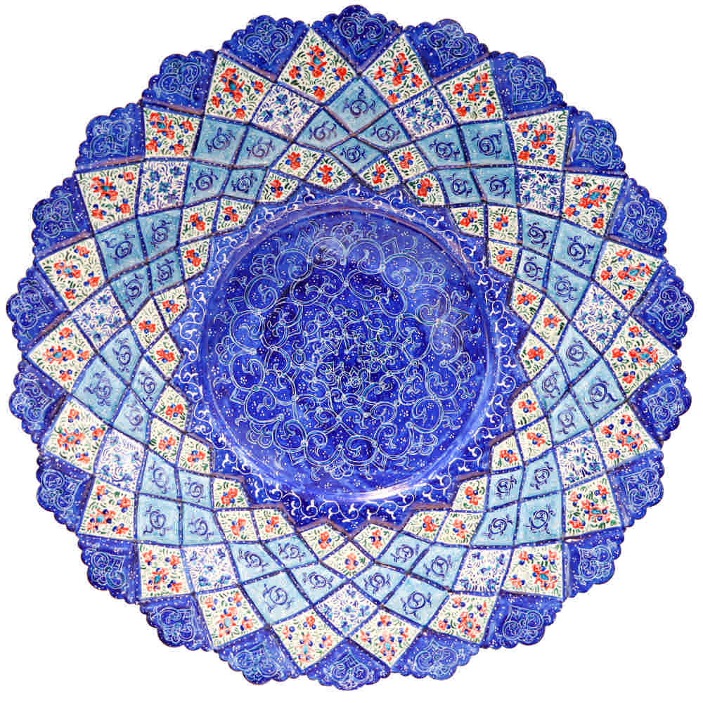 Dekorative Kupfer-Schale & Teller Handgemalt mit Persischer Minakari Emaille Azar