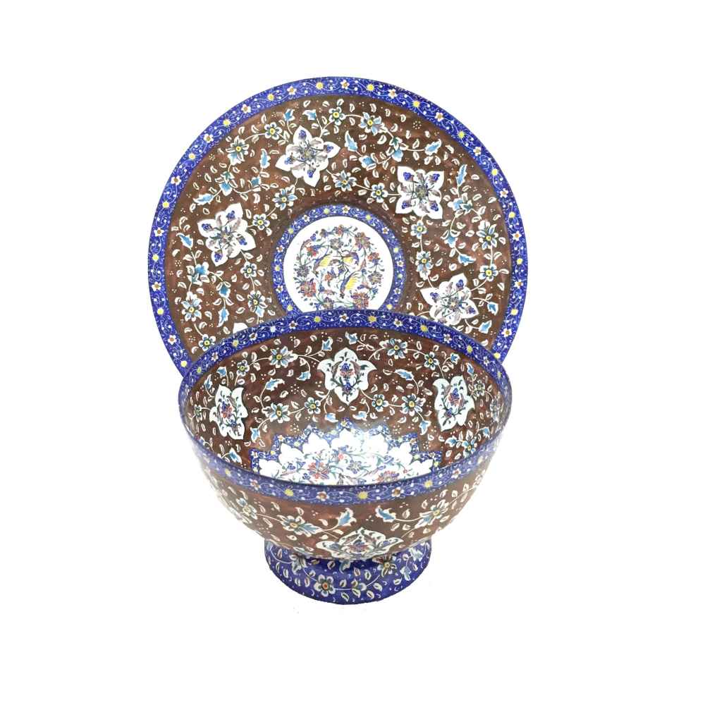 Dekorative Kupfer-Schale & Teller Handgemalt mit Persischer Minakari Emaille Reyhan