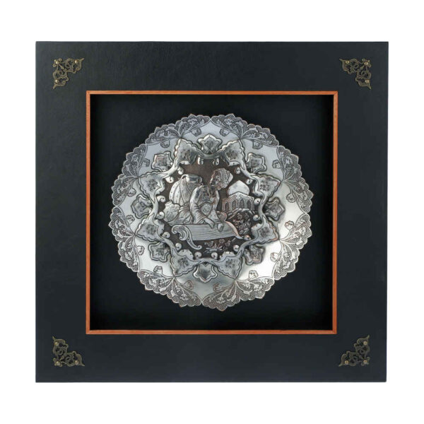 Handgefertigte, gerahmte persische gravierte Kupferkunst Arg