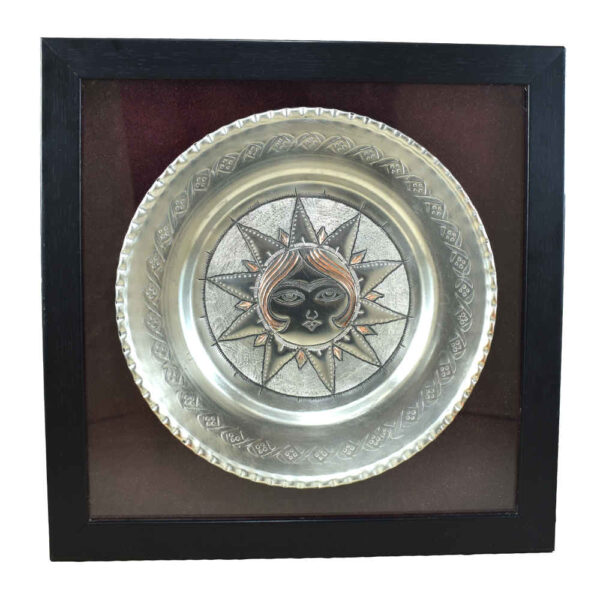 Handgefertigte, gerahmte persische gravierte Kupferkunst Khorshid