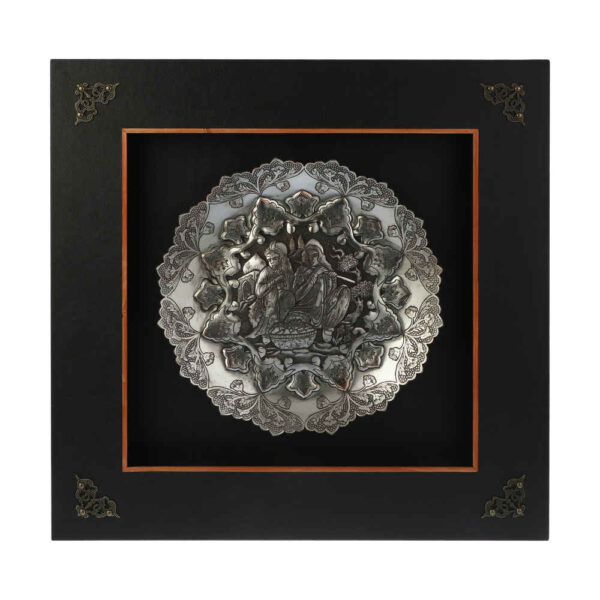 Handgefertigte gerahmte persische gravierte Kupferkunst Rezvan