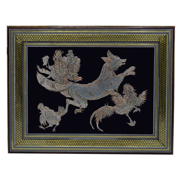 Handgefertigte gerahmte persische gravierte Kupferkunst Roobah