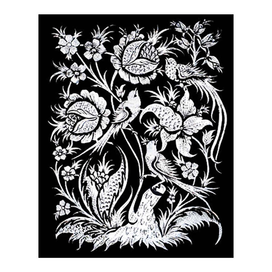 Handgefertigte, gerahmte persische gravierte Kupferkunst Samin – Traditionelle Wanddekoration