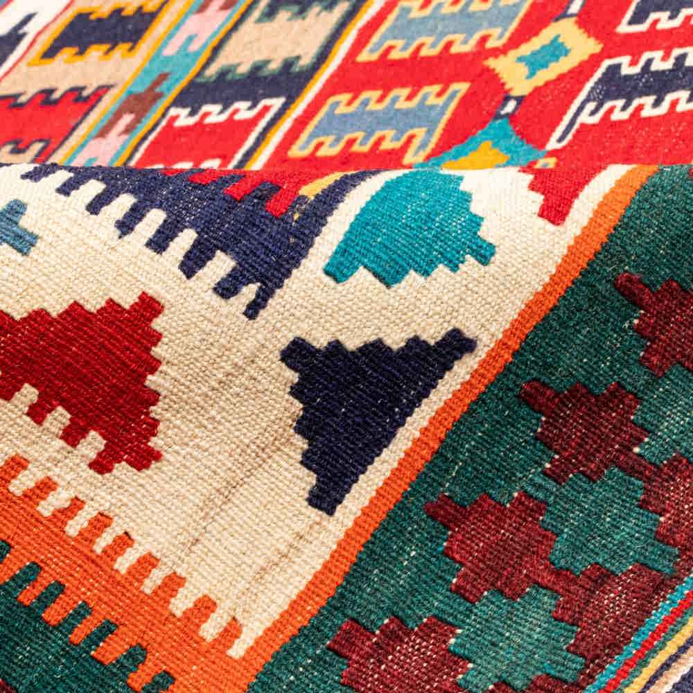 Persischer Woll Kelim Teppich handgewebt in Sirjan traditionell Nava