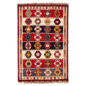 Persischer Woll Kelim Teppich handgewebt in Fars traditionell Shahin