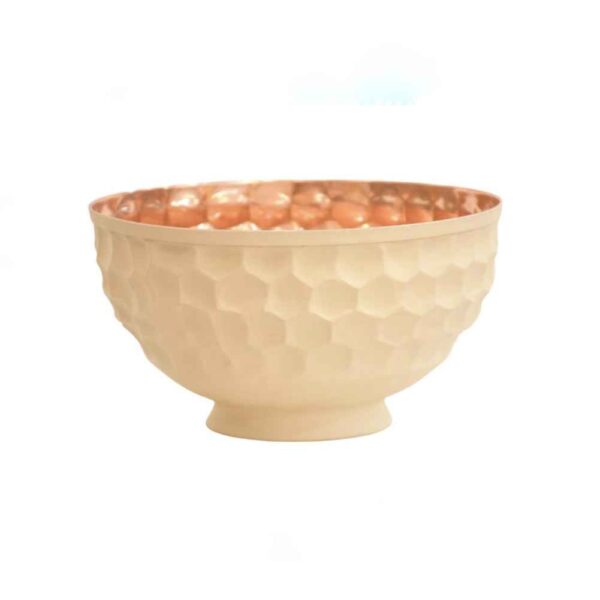 Kupferschale zum Servieren von Früchten und Süßigkeiten, gehämmert Cream