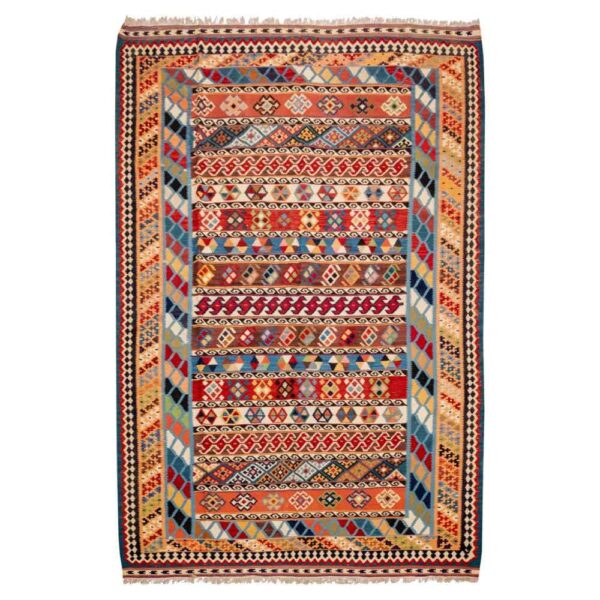 Persischer Woll Kelim Teppich handgewebt in Fars traditionell Tarlan