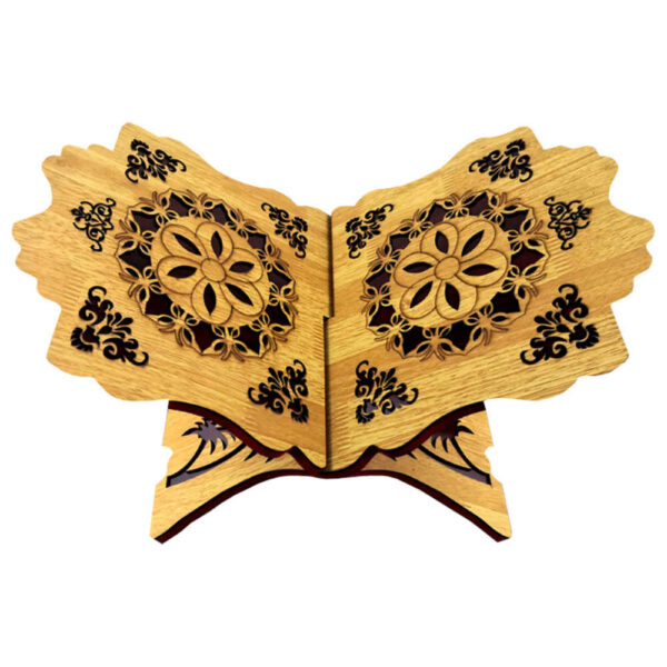 Faltbarer hölzerner Kuran‑Rehal mit Blumenornament