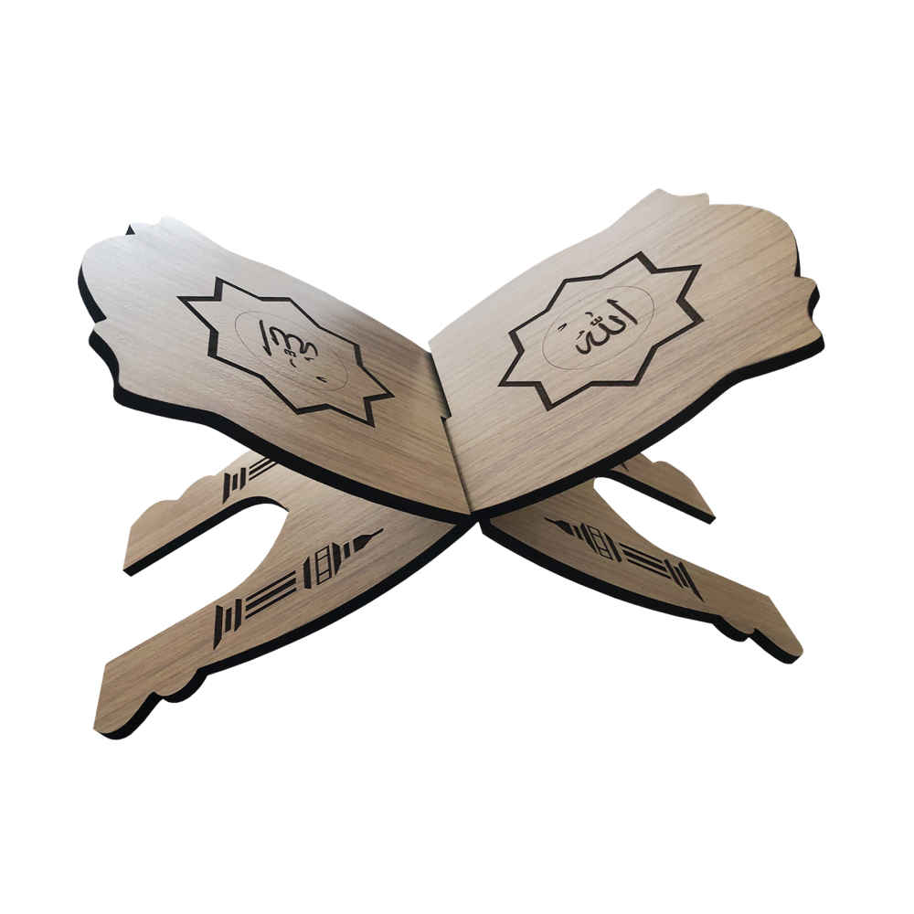 Faltbarer hölzerner Koran-Lesepult mit Allah-Ornamenten