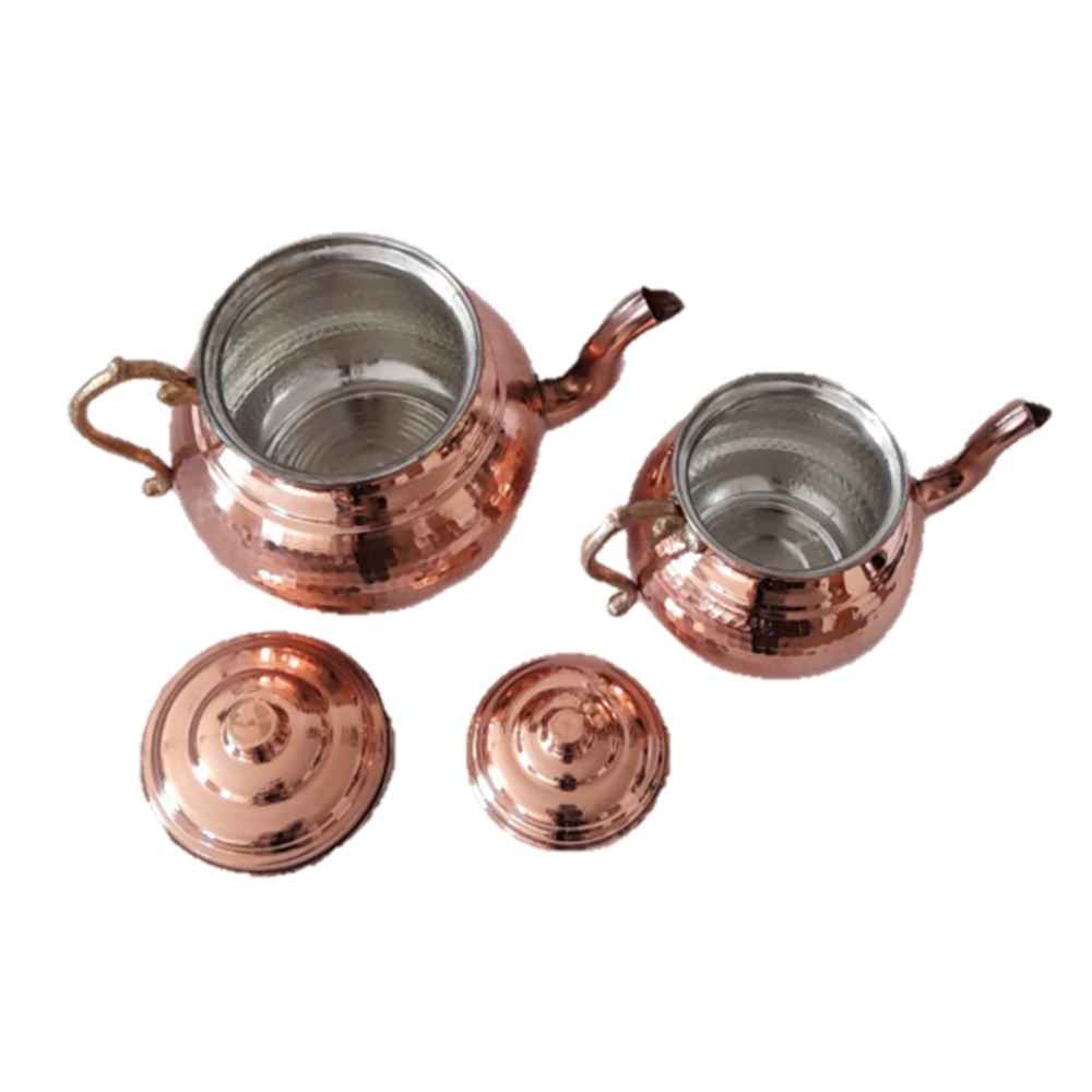 Persische Kupfer-Doppel-Teekanne robust und gehämmert Sadaf