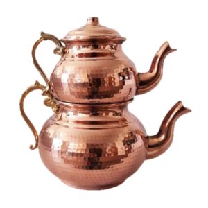 Persische Kupfer-Doppel-Teekanne robust und gehämmert Sadaf