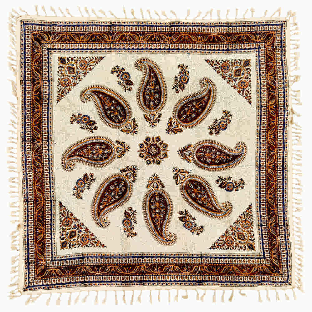Iranische Tischdecke: Isfahans Traditioneller Kalamkari Blockdruck Bina
