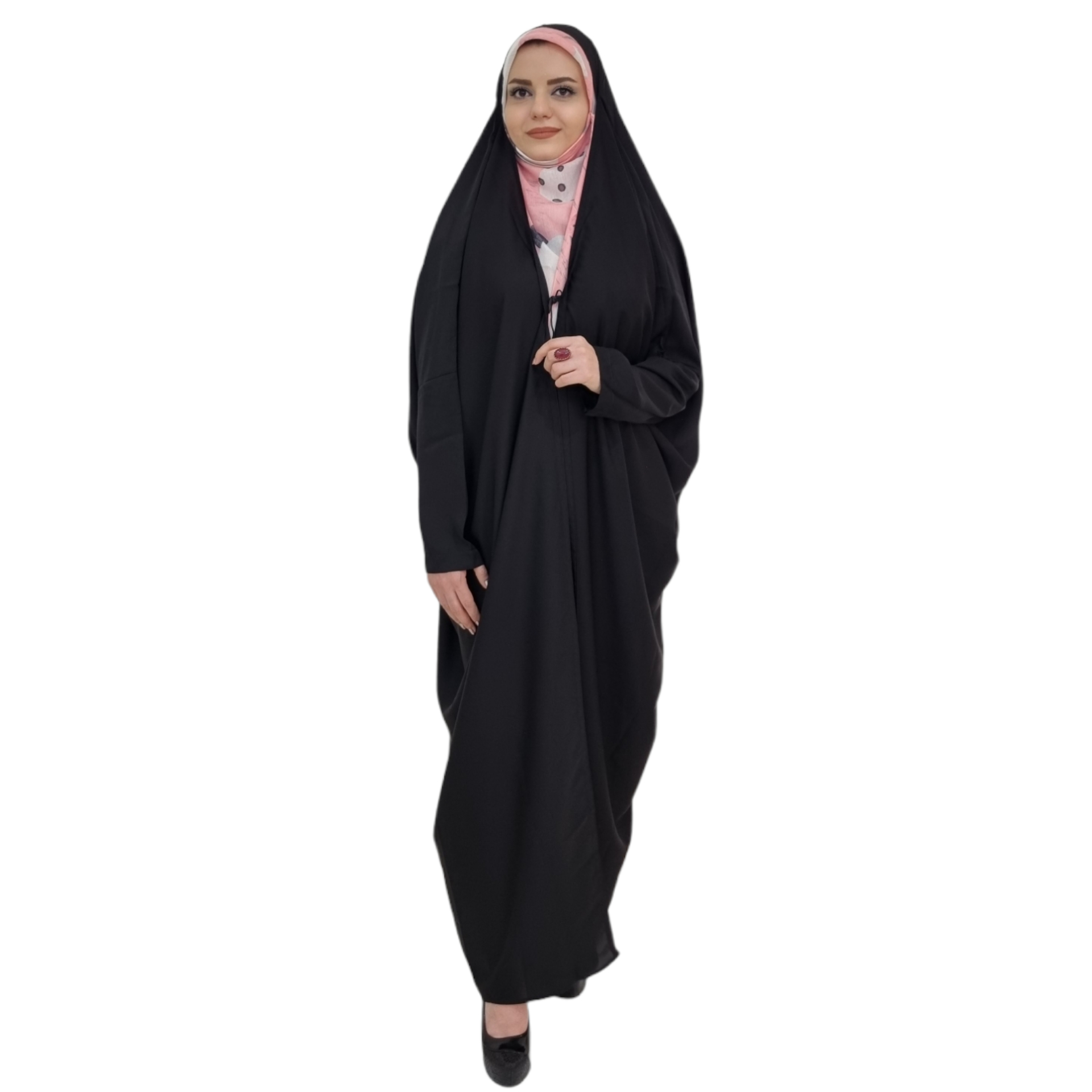 Islamischer arabischer schwarzer Chador Hijab mit Ärmeln für Frauen und Gebet - Sahar