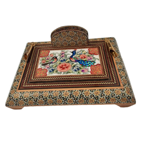 Handgefertigter persischer Holz-Stifthalter für den Schreibtisch - Eleganz Khatamkari Kunst, Asma
