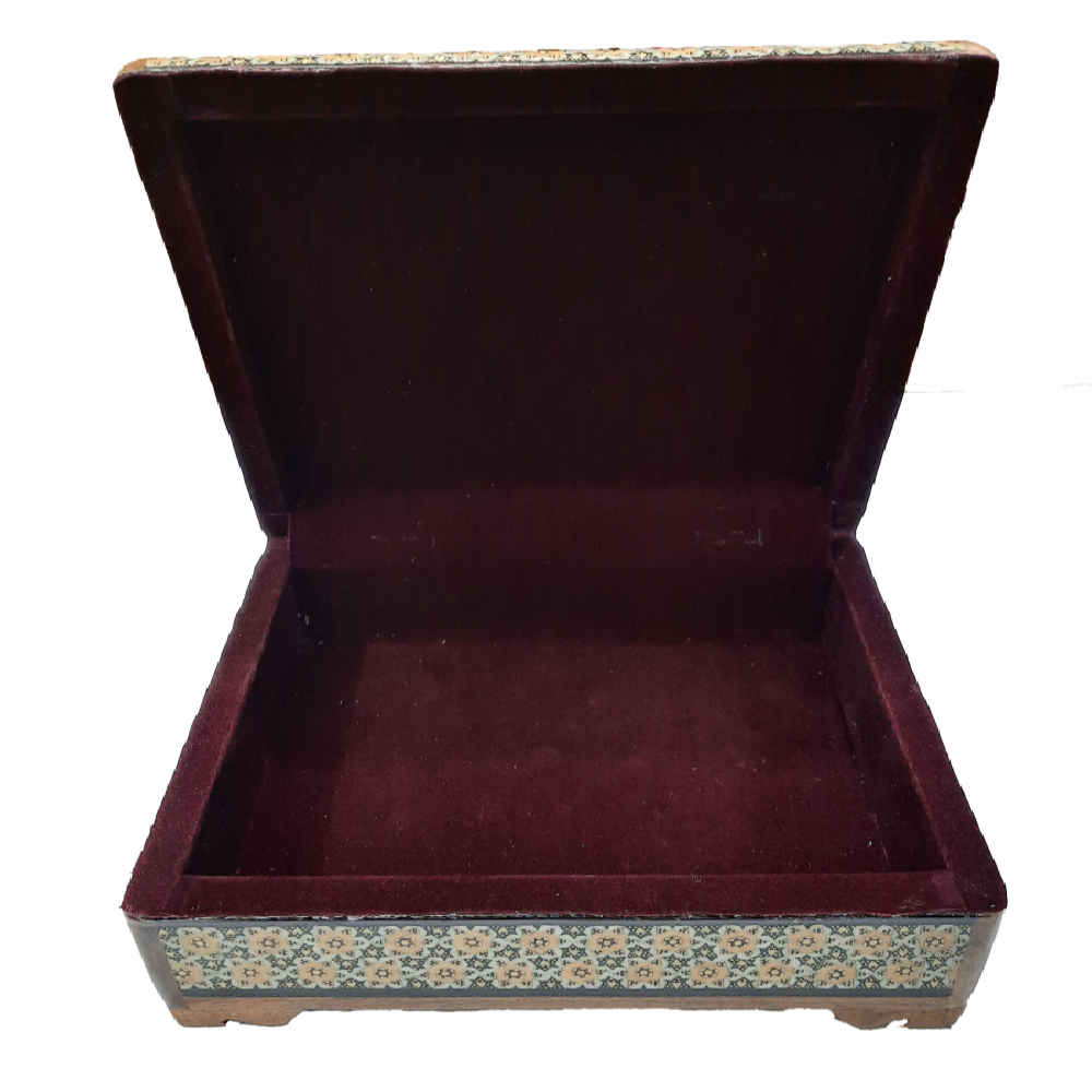 Handgefertigter persischer Holz-Stifthalter für den Schreibtisch – Eleganz Khatamkari Kunst, Vögel