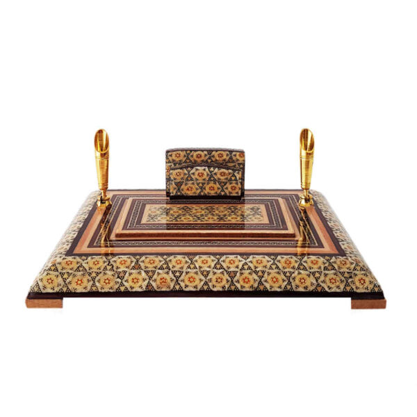 Handgefertigter persischer Holz-Stifthalter für den Schreibtisch - Eleganz Khatamkari Kunst, Lux