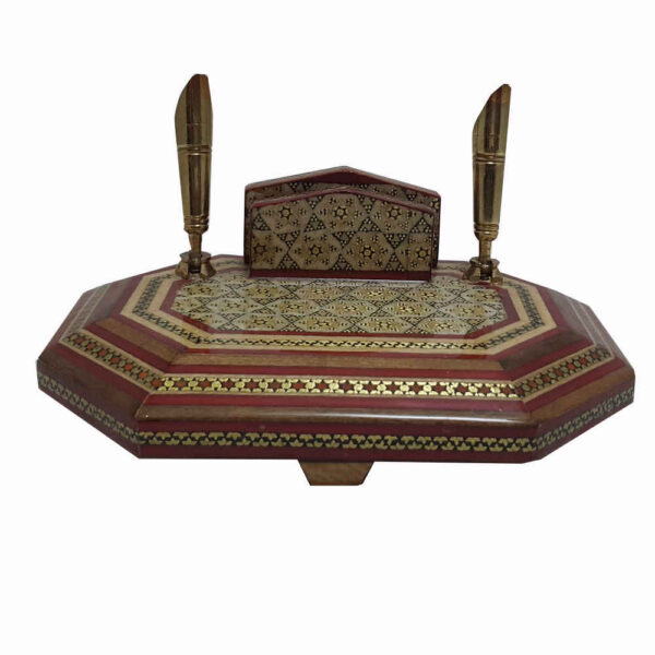 Handgefertigter persischer Holz-Stifthalter für den Schreibtisch - Eleganz Khatamkari Kunst, Modiriat