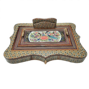 Handgefertigter persischer Holz-Stifthalter für den Schreibtisch – Elegance Khatamkari Kunst, Sahar