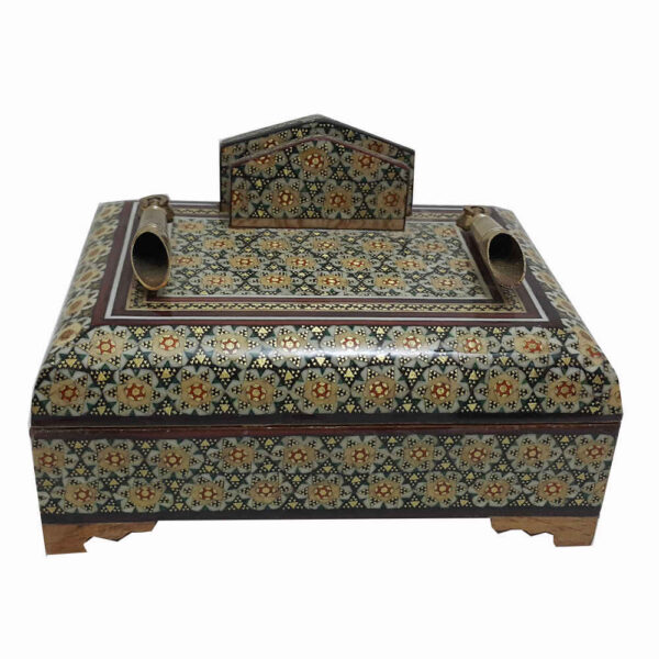 Handgefertigter persischer Holz-Stifthalter für den Schreibtisch - Eleganz Khatamkari Kunst, Taha