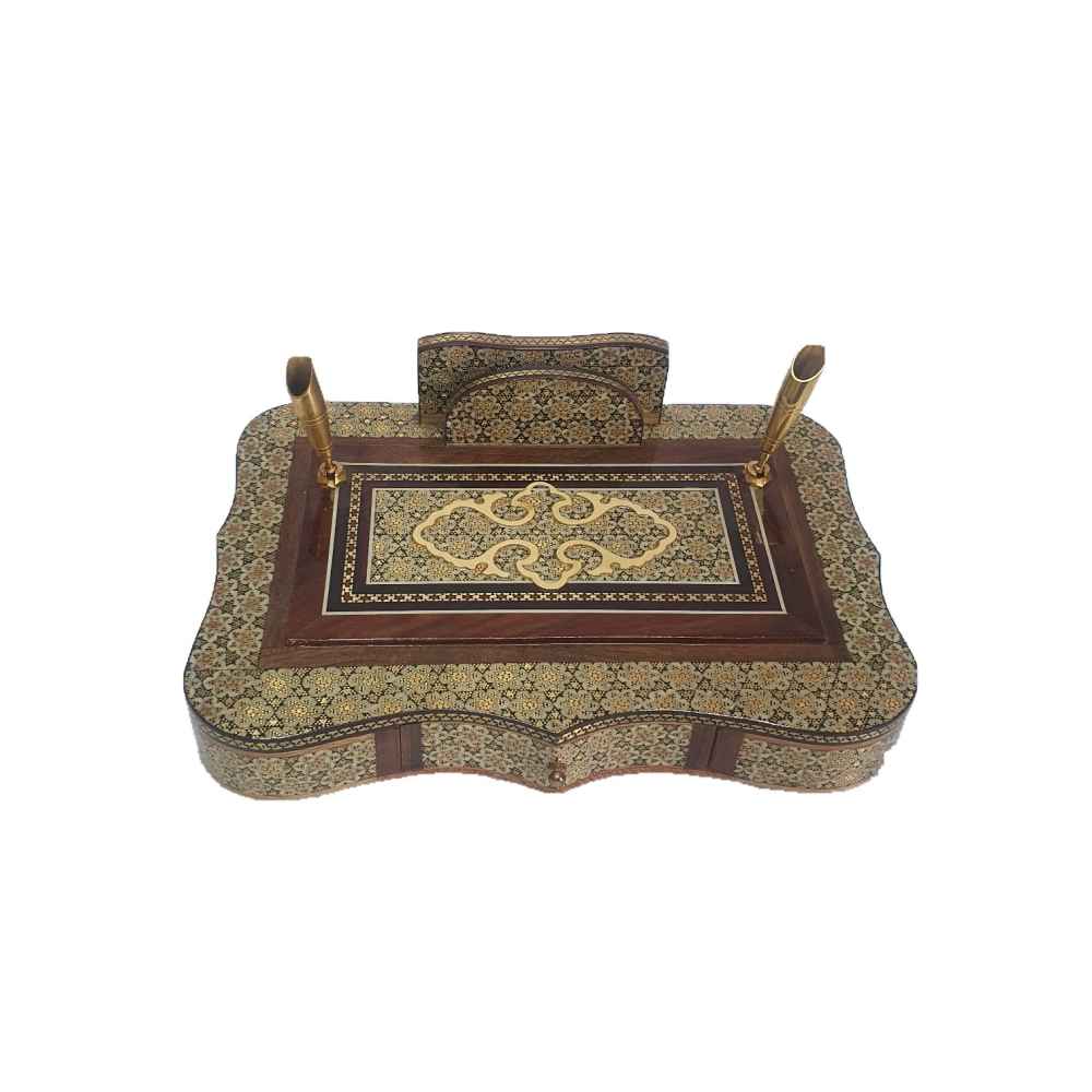 Handgefertigter persischer Holz-Stifthalter für den Schreibtisch - Eleganz Khatamkari Kunst, Toranj