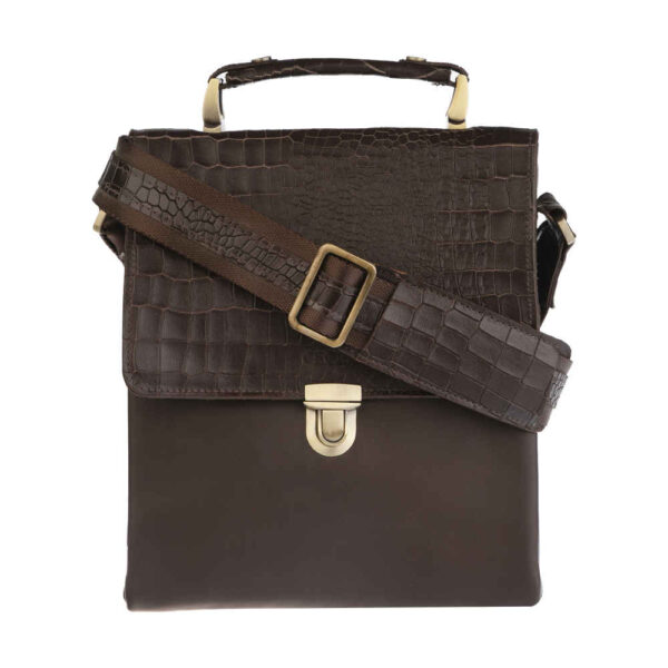 Luxuriöse Leder-Messenger-Schultertasche – Handgefertigtes Modell Croco