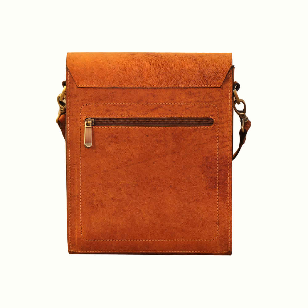 Luxuriöse handgefertigte Leder-Umhängetasche – Honey Edition