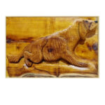 Gerahmte Holzgeschnitzte Kunst mit Tiermotiven Hund