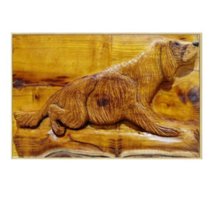 Gerahmte Holzgeschnitzte Kunst mit Tiermotiven Hund