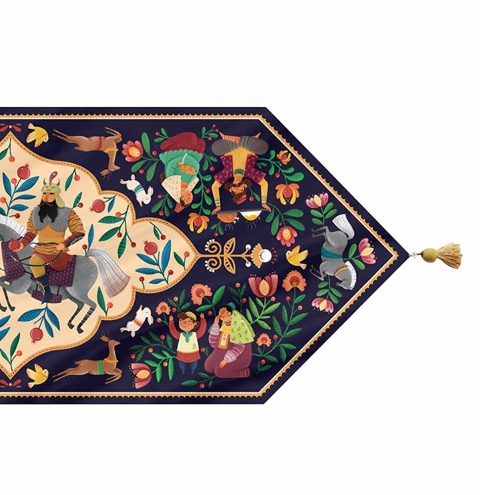 Persische Eleganz Blauer Samt Tischläufer Ardeshir