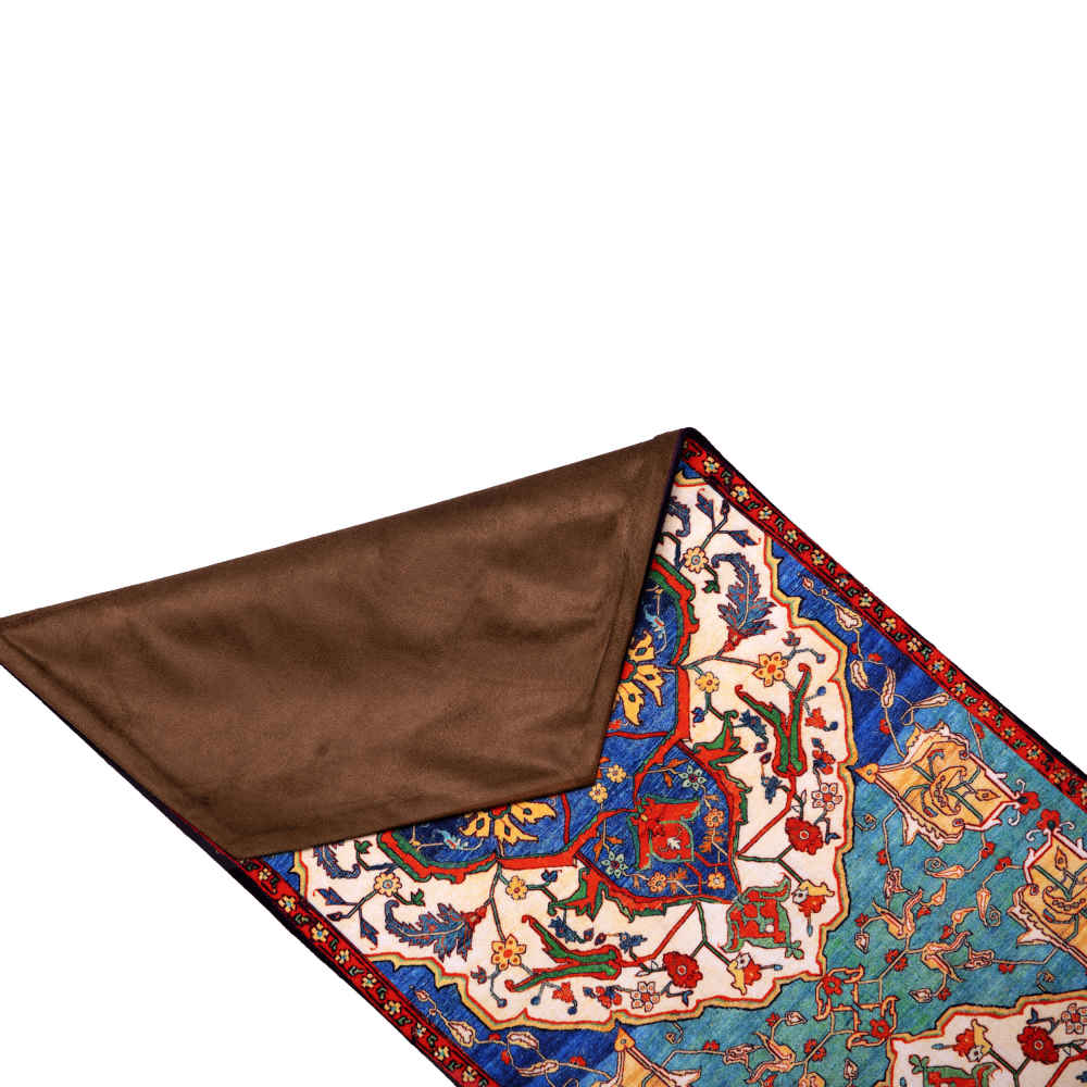 Persische Eleganz Blauer Samt Tischläufer Haris