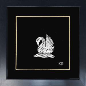 Gerahmte Filigran Kunst – Künstlerischer Schwan