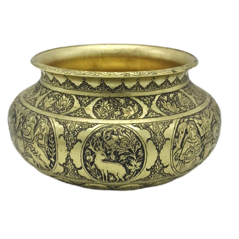 Dekorative Messingschale Handgefertigt Persisch Graviert Shekar