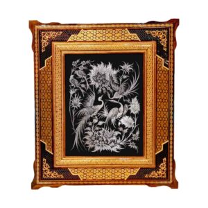 Handgefertigte, gerahmte persische gravierte Kupferkunst Hasti – Traditionelle Wanddekoration