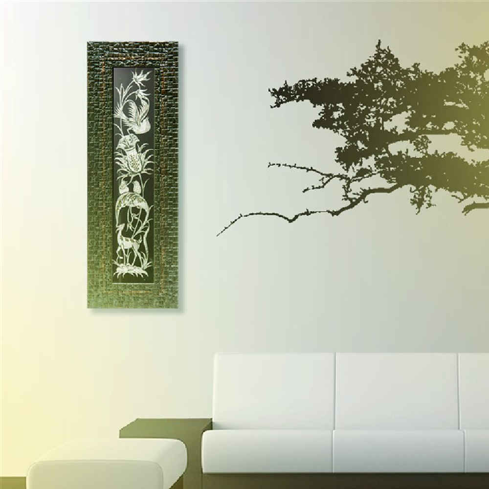 Handgefertigte, gerahmte persische gravierte Kupferkunst Honar – Traditionelle Wanddekoration