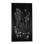 Gerahmte persische gravierte Metallkunst – Madar