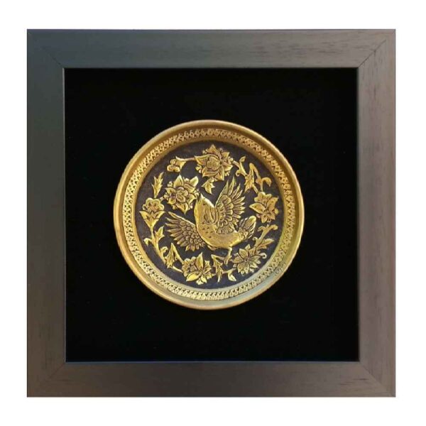 Handgefertigte, gerahmte persische gravierte Kupferkunst Nafis – Traditionelle Wanddekoration