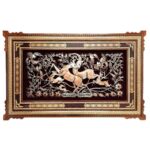 Handgefertigte, gerahmte persische gravierte Kupferkunst Natur – Traditionelle Wanddekoration