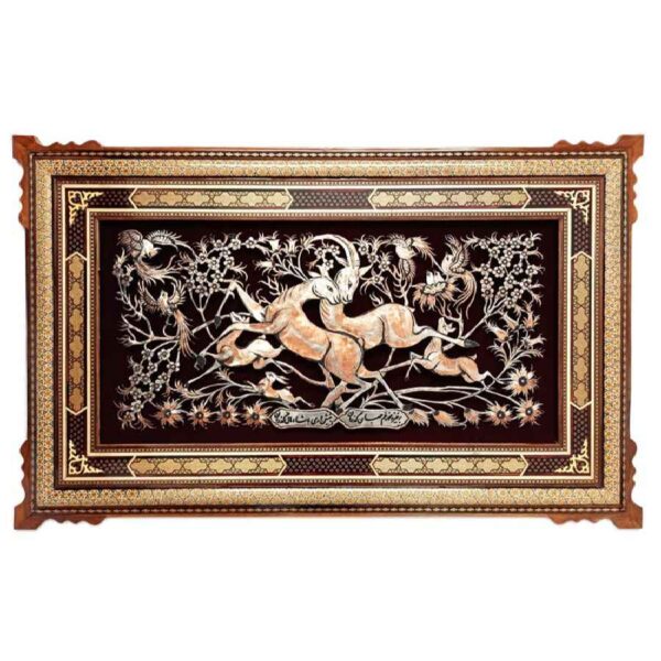 Handgefertigte, gerahmte persische gravierte Kupferkunst Natur – Traditionelle Wanddekoration