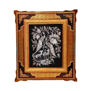 Handgefertigte, gerahmte persische gravierte Kupferkunst Zoha – Traditionelle Wanddekoration