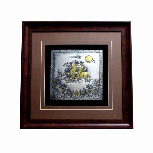 Handgefertigte, gerahmte persische gravierte Kupferkunst Ahoo