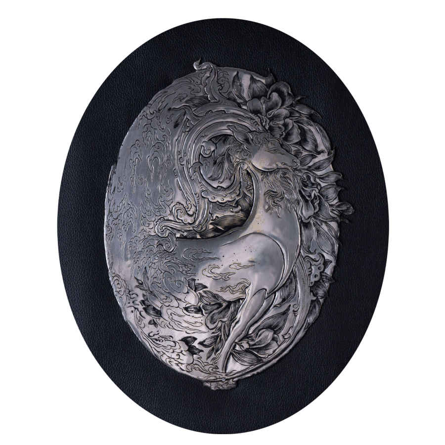 Handgefertigte, gerahmte persische gravierte Kupferkunst Ziege